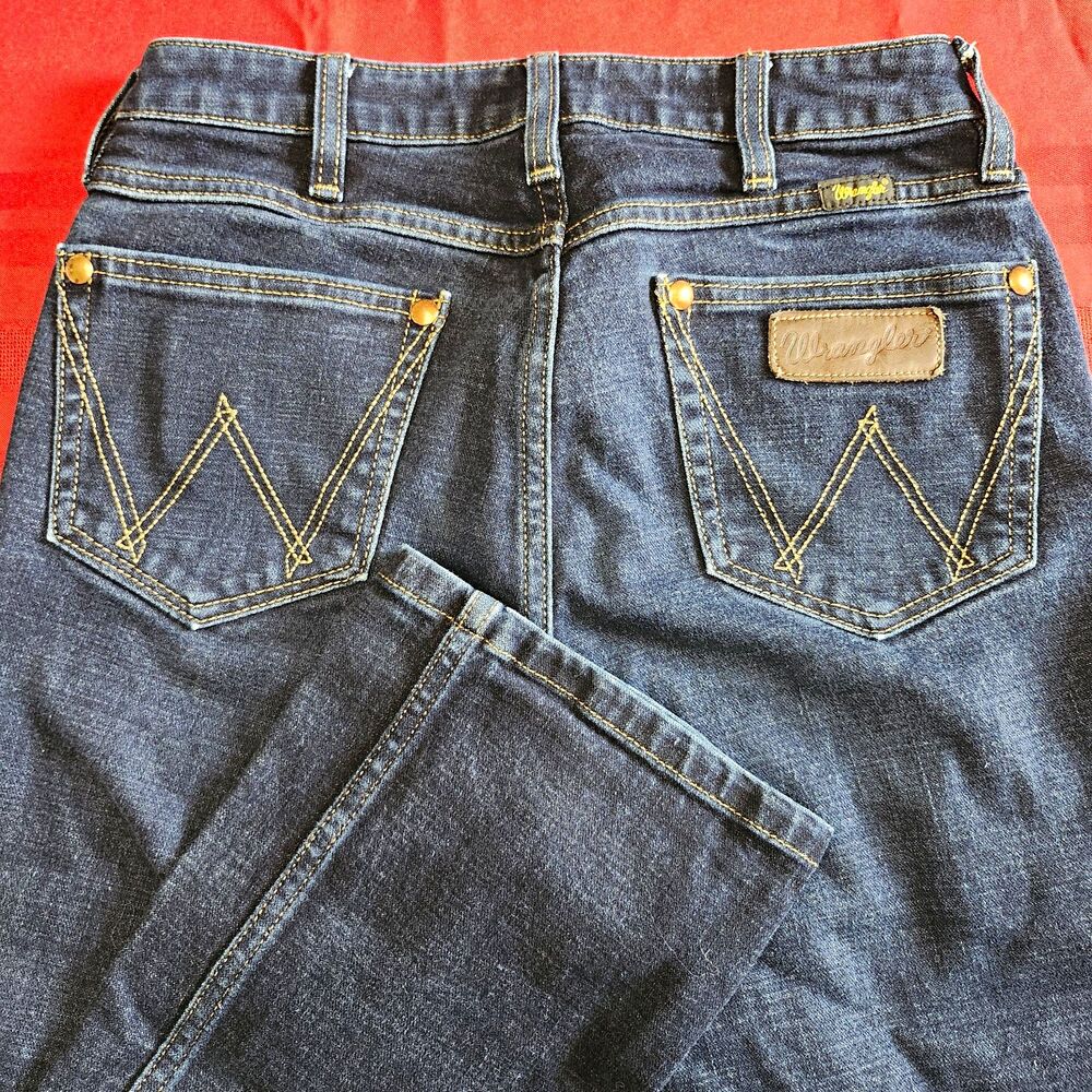 Wrangler Retro Premium Jeans 27x34 Mens Blue Stacked Bootcut Denim 11MPSD Dark